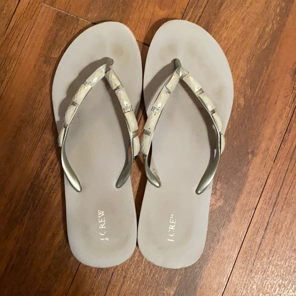 J. Crew jeweled flip flops